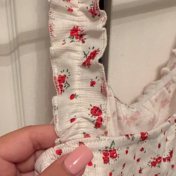 SHEIN Red Floral Mini Dress with Ruffle Straps - Picture 3 of 4